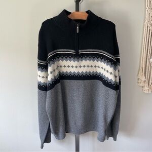 Hudson North Lambswool Knit Quarter Zip Sweater Fair Isle Nordic Mens Size XL